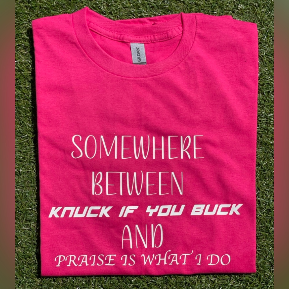 Black and white KNUCK IF YOU BUCK TSHIRT